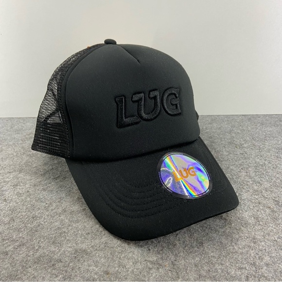 lug Other - LUG TRUCKER Hat in Black With Black Mesh Back Baseball Cap Size Adult NEW!